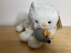 Goffa International Plush White Kitty Cat With Mouse Blue Eyes Original Tags
