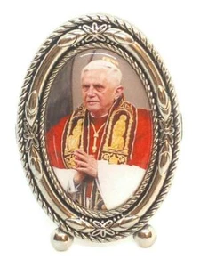 Silver-tone Framed Pope Benedict XVI Vatican Souvenir Keepsake - Picture 1 of 4