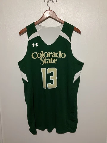 Under Armour Colorado State Basketball Jersey Men L Reversible Green White 988 Cover