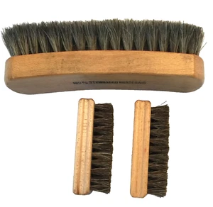 LOTTO 3 PEZZI 100% CRINE DI CAVALLO SPAZZOLA LUCIDA SCARPE KIT CURA 6,5" 3" VINTAGE MADE IN USA - Foto 1 di 12