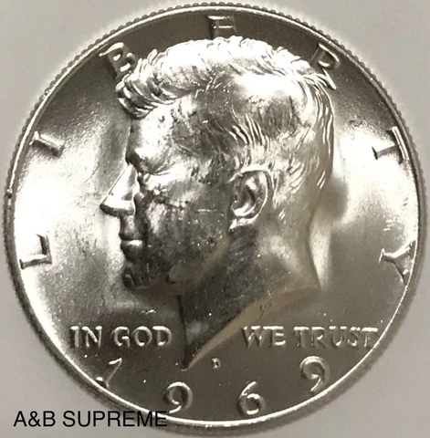 1969 D Kennedy Half Dollar Gem Bu Uncirculated 40% Silver Cover