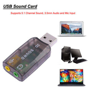 USB 2.0 to 3D Audio Sound Card External Adapter Virtual 5.1 CH Mic Headphone AU