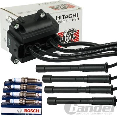 Bobina accensione ASTEMO HITACHI + CAVO ACCENSIONE + CANDELE BOSCH per RENAULT CLIO 2 TWINGO 1.2 - Immagine 1 di 4