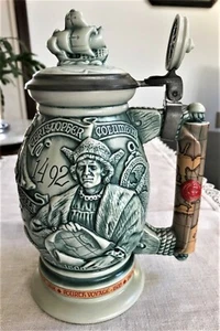 Ornate Detailed Stein New World Christopher Columbus Lidded Ceramarte 1992 - Picture 1 of 6