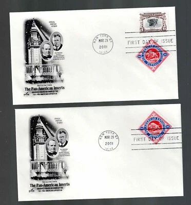 US Scott #3505A-D, First Day Covers 3/29/01 New York Singles Pan-American - Image 1 of 2