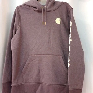Women's Carhartt Relaxed Fit Midweight Logo Sleeve Hooded Sweatshirt M Purple - Picture 1 of 15