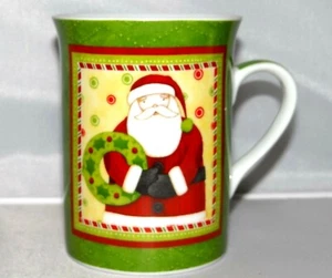 Debbie Mumm Fine Porcelain 8oz. Cup Mug SANTA Christmas Trees Ho Ho Ho Holiday - Picture 1 of 5
