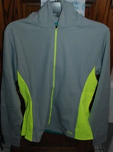 NWT $65 Women's FILA Gray & Safety Yellow LS Zip Front May Hoodie - Picture 1 of 5