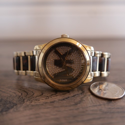 Orologio Michael Kors autentico acciaio inox passerella tartaruga acetato MK5864