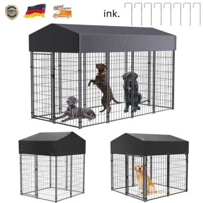 Outdoor Hundezwinger mit Dach Hundehaus Außengehege XXL Tierhaus Schwarz 250x120 - Bild 1 von 4