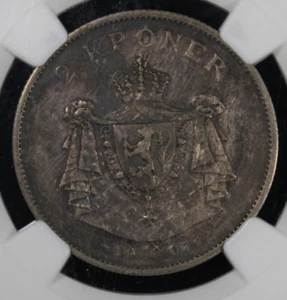 1907 Norway 2 Kroner Silver Coin Independence NGC AU Details Cleaned - Picture 1 of 4