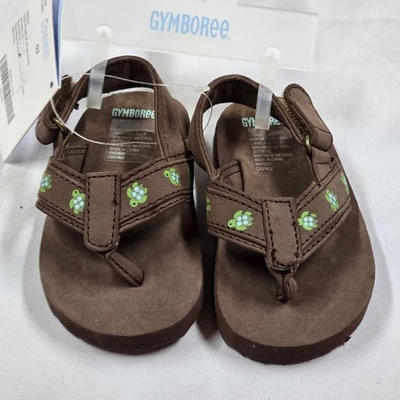 Baby Boys Gymboree Brown Crib Shoes Sandals Tropical Sea Turtle 3 6-9 m NEW 2009 - Image 1 of 4