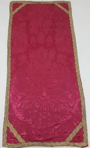 Antique French Silk Damask Gold Trim Textile Panel 156x74cm - Picture 1 of 11