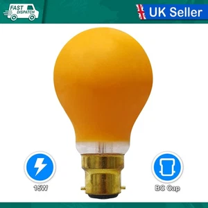 15W AMBER COLOUR BC GLS BULBS LARGE BAYONET CAP - Picture 1 of 1
