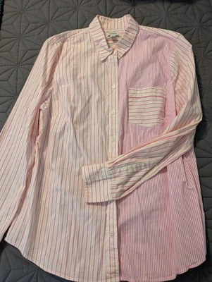 J. Camisa grande Crew rosa/amarillo a rayas con botones Foto 1 de 2