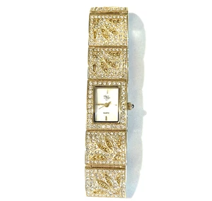 VTG Silver Stidded Watch MOP Face Gold Tone Rhinestones B4706 Japanese Movement - Picture 1 of 5