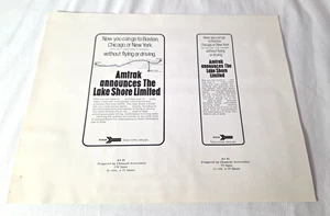 1975 Amtrak Lake Shore limitierte Werbung Proben Reisebüro 8,5" x 11" - Bild 1 von 2