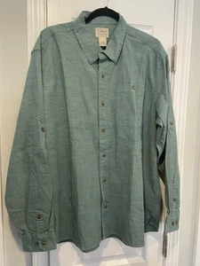 NWOT L.L. Bean Size L Men’s Sage Green Stretch Cotton Roll Tab Button Down - Picture 1 of 11