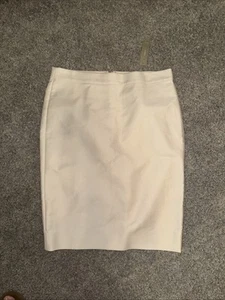 J. Crew No. 2 Pencil Skirt Back Slit Natural Off White Cotton Blend Sz 10 Preppy - Picture 1 of 18