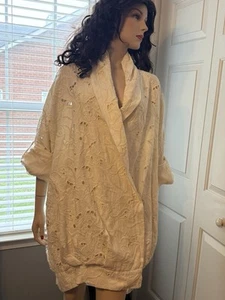 New Francesca Miranda 100% Linen Cardigan Size 12 $550 Y2K Vintage - Picture 1 of 9