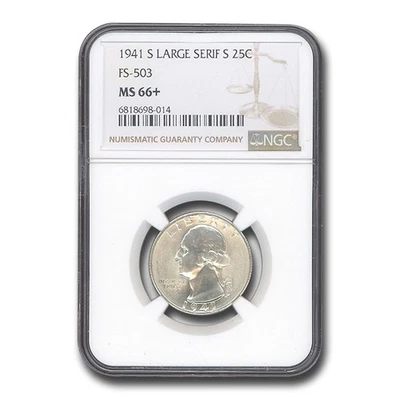 Cuarto Washington 1941-S MS-66+ NGC (FS-503) Foto 1 de 3