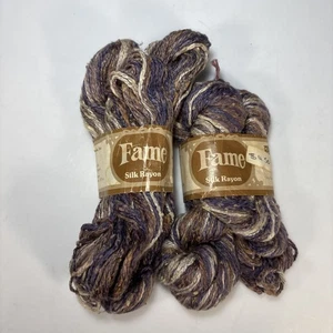 Fame Silk Rayon Yarn Brown Purple Variegated 2 Skeins Discontinued Made in USA - Picture 1 of 7