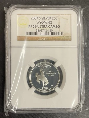 2007 S Silver 25C Wyoming NGC PF69 Ultra Cameo - Image 1 of 2
