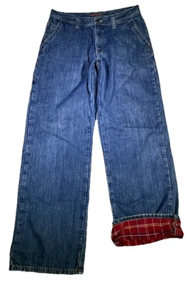 Eddie Bauer Flannel Lined Carpenter Jeans Women’s Size 33X31 Blue Straight - Image 1 of 4