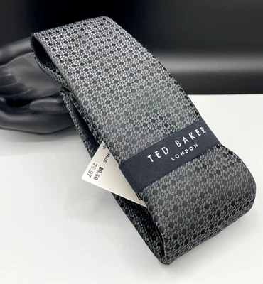 Corbata TED BAKER London para hombre mezcla de seda ~ negra ~ geométrica ~ NUEVA PRECIO DE VENTA SUGERIDO POR EL FABRICANTE: $89,50 Foto 1 de 4