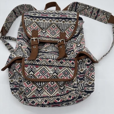 MOCHILA Mudd Tribal Mesa y Torre Azteca Azul Marino Rosa Marrón Imitación Cuero Foto 1 de 4