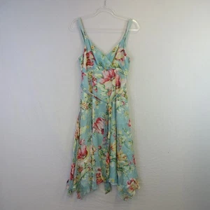 Coast Dress Size 12 Blue Floral Silk Knee Length Wedding Occasion 50's - Picture 1 of 6