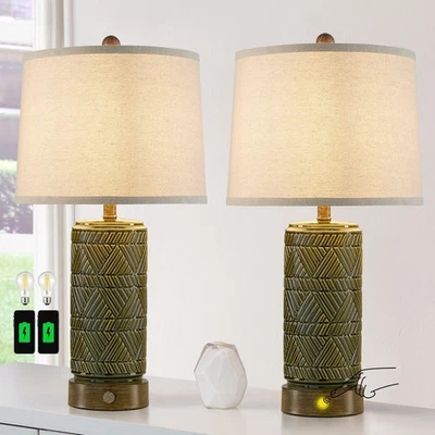 Set of 2 Retro Touch Table Lamps for Living Room Bedroom, 3 Way Dimmable Nigh... - Image 1 of 4
