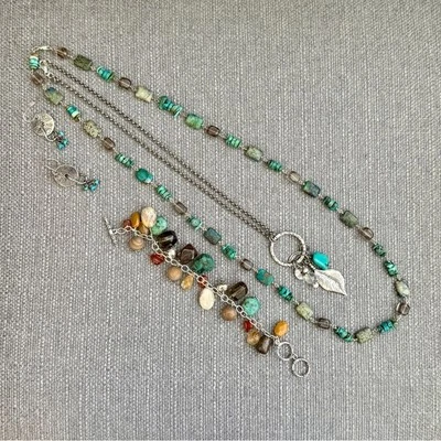 Silpada Sterling Silver Turquoise - Necklace Pendant Bracelet Earrings Set - Image 1 of 4