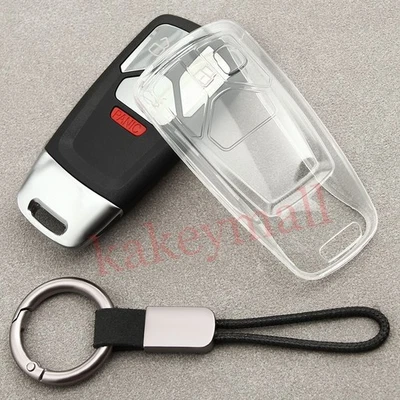 Transparen Car Key Fob Case Protector Cover Key Chain For Audi A4 B9 A5 Q5 Q7 TT - Image 1 of 4