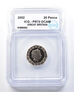 2002 Great Britain 20 Pence KM#990 PR70 DCAM ICG *8992 - Picture 1 of 3