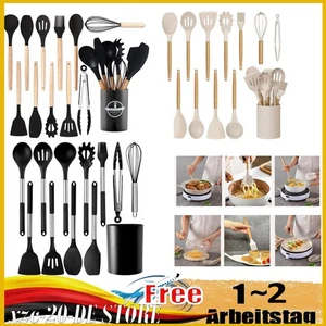 Küchenhelfer Set 12tlg Silikon/Edelstahl Küchenutensilien Set Küchenbesteck HOT - Picture 1 of 15