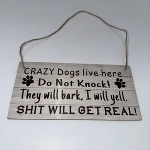 DOG Animal Wood Sign Plaque - DO NOT KNOCK In GRAY - Wall Decoration - Picture 1 of 6