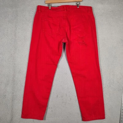 Pantalones de mezclilla para hombre Smoke Rise 42x32 rojos desgastados rasgados pierna recta motociclista Foto 1 de 4