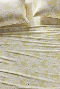 Anthropologie Organic Cotton Sateen KING Sheets Yellow Paisley Sheet Set Boho - Picture 1 of 12