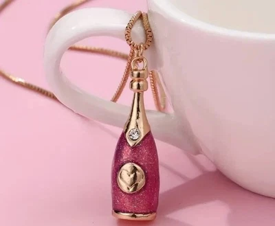 Kate Spade Pink Bottle Of  Champagne Or Wine Necklace(Combined Shipping Here) - Image 1 of 4