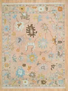 Oushak Knotted Hand Turkish Wool Design Transitional Colorful Carpets 8x10 . - Picture 1 of 4