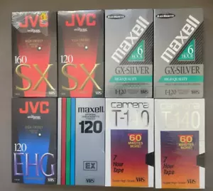 Lot 8 NEW SEALED JVC, Maxell , Carrera Blank Tapes - Foto 1 di 2