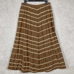 Maxi gonna lunga Talbot's donna 10 marrone misto cotone linea A festival hippie boho - Foto 1 di 12