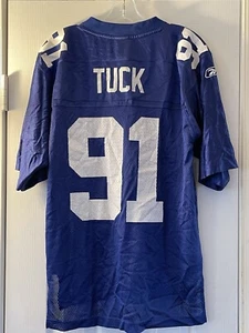 NY Giants Justin Tuck Jersey Mens Size Small Reebok Blue - Picture 1 of 11