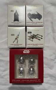Hallmark STAR WARS Mini Ornaments Lot of  5 2020 Vader Luke X-Wing Tie Helmets - Picture 1 of 5