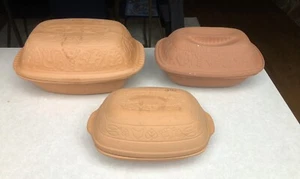 3 Vintage Romertopf Clay Terra Cotta Baker Roasters W. Germany 110 111 113 - Picture 1 of 10