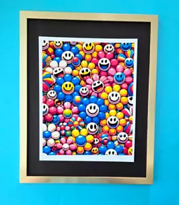 "FLOWERS ARE HAPPY" Hand Signed LtdEd Print by Pop Artist Rabbit Hole 2/50 COA - Picture 1 of 3