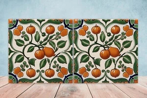 Juego de 2 azulejos de pared de cerámica española cocina mediterránea decoración salpicadero - Imagen 1 de 3