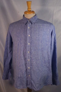 Simon James Cathcart London Oxford Blue 100% Linen Dress Shirt - Sz 16.5 - Picture 1 of 6