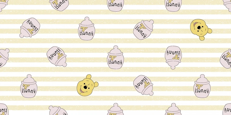 Licensed Disney Fabric - Winnie the Pooh & Honey Jar Stripe - Springs YARD - Image 1 of 1